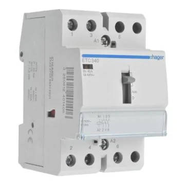 HAGER Contacteur Jour / Nuit 40A 3F/NO triphasé 2 modules - ETC340