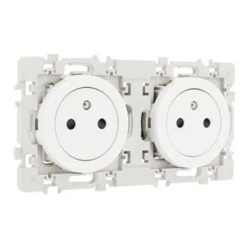 EUROHM Square Double prise de courant précâblée affleurante 2P+T blanc - 60252