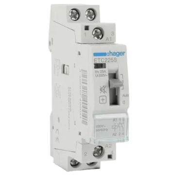 HAGER Contacteur Jour / Nuit 25A 2F/NO monophasé silencieux - ETC225S