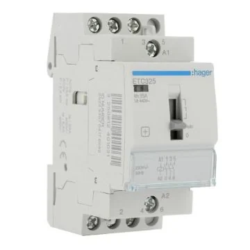 HAGER Contacteur Jour / Nuit 25A 3F/NO triphasé 2 modules - ETC325