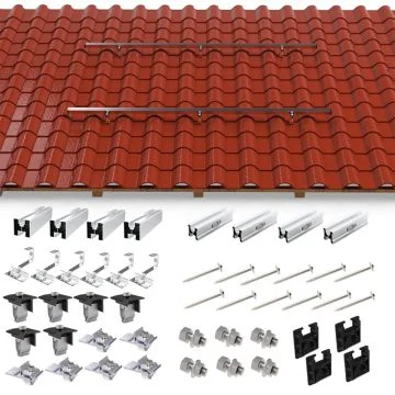 KSENG Système de fixation sur toiture tuile pour 2 panneaux solaires - R059-1200-H067-2P