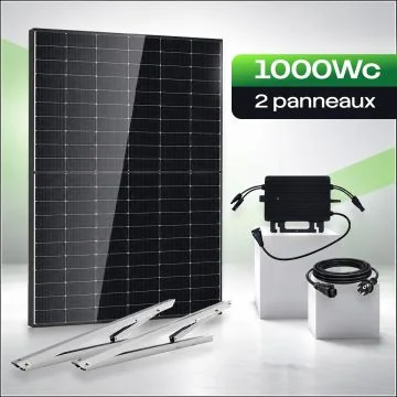 Kit Solaire Plug & Play 900Wc à 1000Wc avec 2 panneaux photovoltaïques + micro onduleur HOYMILES