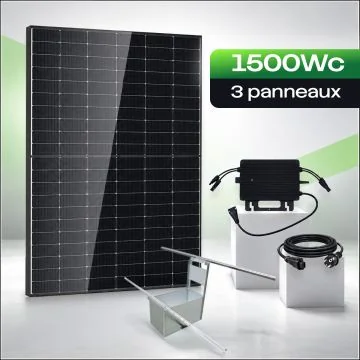 Kit Solaire Plug & Play portrait 1350Wc à 1500Wc avec 3 panneaux photovoltaïques + micro onduleur HOYMILES