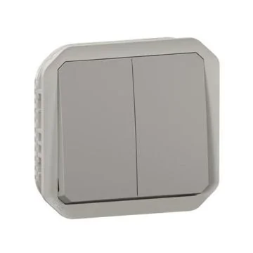 LEGRAND Plexo Interrupteur double va et vient ou bouton poussoir à composer étanche gris IP55 - 069525L