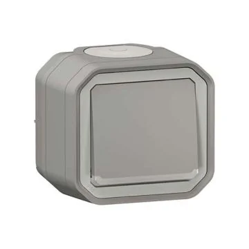 LEGRAND Plexo Bouton poussoir à voyant lumineux saillie complet étanche gris IP55 - 069722L