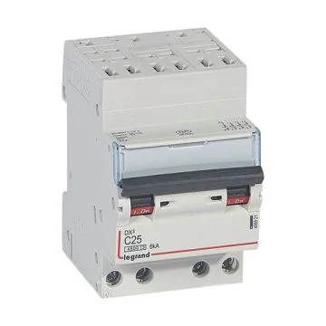 LEGRAND DX3 Disjoncteur tétrapolaire 25A auto/vis courbe C 4,5kA 400V - 406921