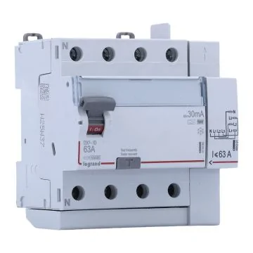 LEGRAND DX3 Interrupteur différentiel tétrapolaire 63A 30mA type F 5 modules 400V - 411659