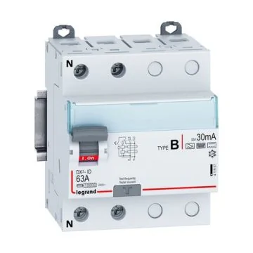 Interrupteur différentiel LEGRAND DX3 tétrapolaire 63A 30mA type B 4 modules 400V