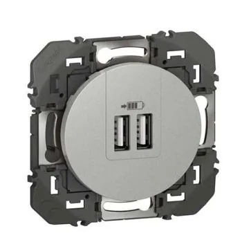 Double prise USB Type-A Legrand Dooxie finition alu