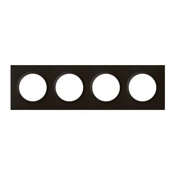 Plaque 4 postes Legrand Dooxie noir mat - vue de face