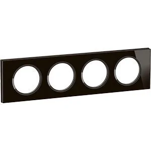 Plaque quadruple verre onyx noir LEGRAND Céliane