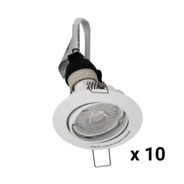 Lot de 10 spots LED encastrables et orientables GU10 230V 5W 400lm 4000K 85mm blanc