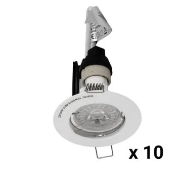 Lot de 10 spots LED encastrables GU10 230V 5W 400lm 2700K 85mm blanc