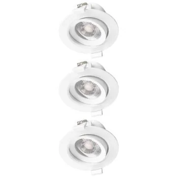 MIIDEX Lot de 3 spot LED encastrables CARAT orientables 230V 3x5W 370lm 3000K 90mm blanc - 763617