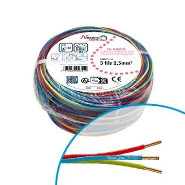 ensemble de 3 fils H07V-U 2,5mm² Nexans Speedfil - couronne de 10m
