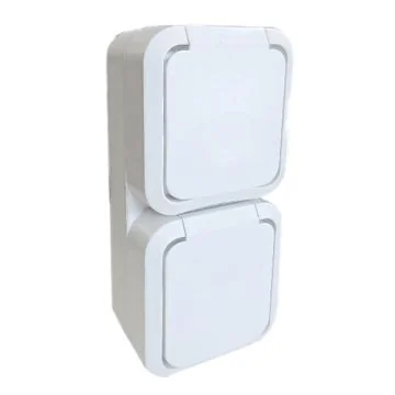 QUARX Aquapro Double prise de courant 2P+T vertical étanche complet blanc IP55 - 9666