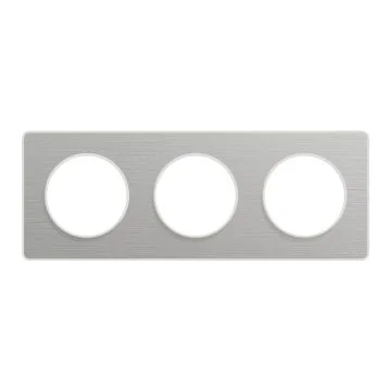 SCHNEIDER Odace Touch Plaque triple  aluminium brossé avec liseré blanc - S520806J
