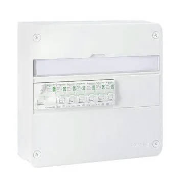 SCHNEIDER RESI9 XE Tableau électrique prééquipé auto 1 rangée 1ID 63A 6 disjoncteurs