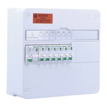 SCHNEIDER RESI9 XP Tableau électrique prééquipé 1 rangée 1ID 63A 6 disjoncteurs