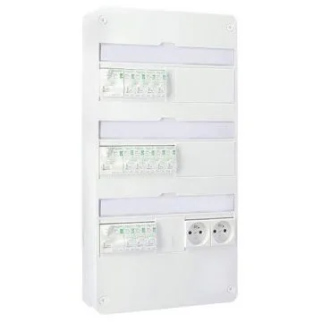 SCHNEIDER Resi9 XE Tableau électrique pré-câblé auto 3 rangées 3ID 63A 12 disjoncteurs 2 prises modulaires