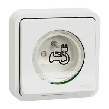 Prise de courant 2P+T renforcée VE SCHNEIDER MUREVA Styl étanche complet encastrée IP55 blanc - MUR39011