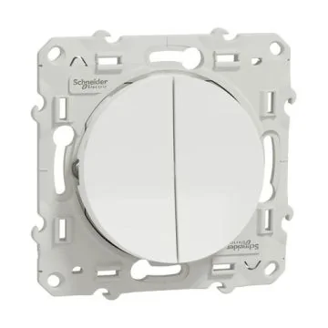 SCHNEIDER Odace Interrupteur double va et vient avec griffes blanc - S525214