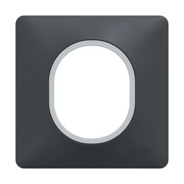 SCHNEIDER Ovalis Plaque simple anthracite avec bague effet argent chromé - S340702G