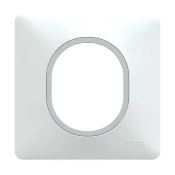 SCHNEIDER Ovalis Plaque simple blanc avec bague effet argent chromé - S320702F
