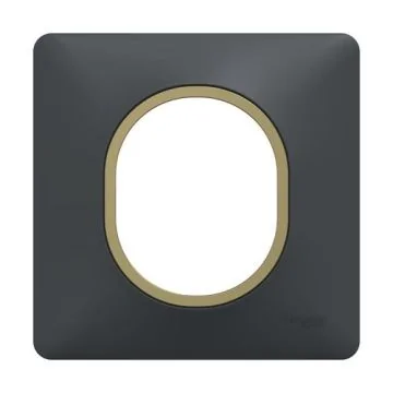 SCHNEIDER Ovalis Plaque simple anthracite bague effet laiton - S340702E