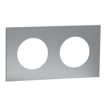SCHNEIDER Odace Metal Plaque double titane support blanc - S910704