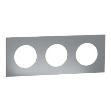 SCHNEIDER Odace Metal Plaque triple titane support blanc - S910706