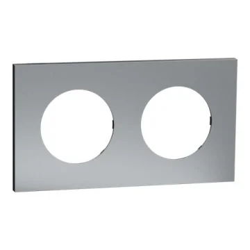 SCHNEIDER Odace Metal Plaque double titane support noir - S915704