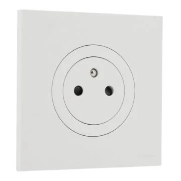 SCHNEIDER Odace Prise de courant 2P+T affleurante blanc craie complet