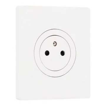 SCHNEIDER Odace Prise de courant 2P+T affleurante blanc craie et plaque simple blanc craie 