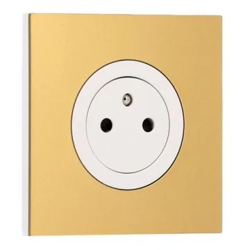 SCHNEIDER Odace Prise de courant 2P+T affleurante blanc craie et plaque simple laiton