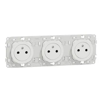 SCHNEIDER Odace Triple prise de courant précâblée 2P+T affleurante blanc craie - S920072