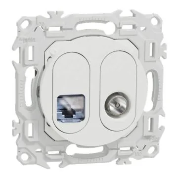 SCHNEIDER Odace Prise RJ45 catégorie 6 STP et TV simple blanc craie - S920141