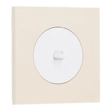 SCHNEIDER Odace Interrupteur va et vient/bouton poussoir à levier blanc craie et plaque simple beige sable