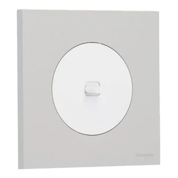 SCHNEIDER Odace Interrupteur va et vient/bouton poussoir à levier blanc craie et plaque simple gris galet