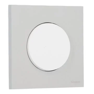 SCHNEIDER Odace Interrupteur va et vient/bouton poussoir blanc craie et plaque simple gris galet
