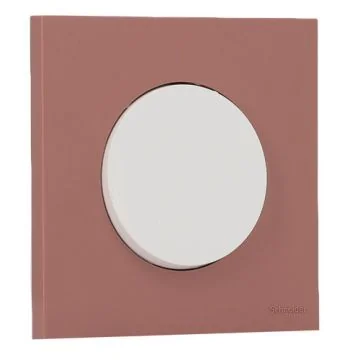 SCHNEIDER Odace Interrupteur va et vient/bouton poussoir blanc craie et plaque simple rose grenat