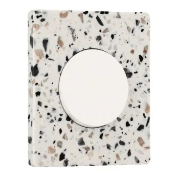 SCHNEIDER Odace Interrupteur va et vient/bouton poussoir blanc craie et plaque simple Architecte effet terrazzo