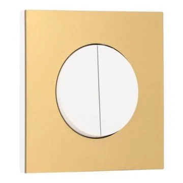 SCHNEIDER Odace Interrupteur double va et vient/bouton poussoir blanc craie et plaque simple laiton