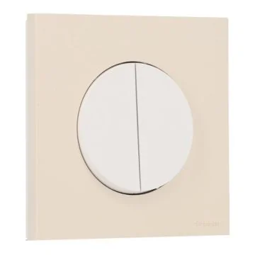 SCHNEIDER Odace Interrupteur double va et vient/bouton poussoir blanc craie et plaque simple beige sable