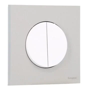 SCHNEIDER Odace Interrupteur double va et vient/bouton poussoir blanc craie et plaque simple gris galet