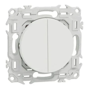 SCHNEIDER Odace Interrupteur double va et vient/bouton poussoir blanc craie - S920214