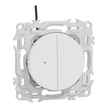 SCHNEIDER Odace Interrupteur double va et vient/bouton poussoir à voyant lumineux blanc craie - S920273