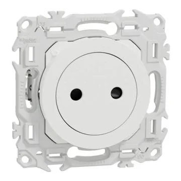 SCHNEIDER Odace Prise de courant 2P affleurante avec griffes blanc craie - S925033