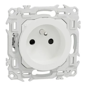 SCHNEIDER Odace Prise de courant 2P+T avec griffes pour rénovation blanc - S925049