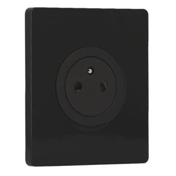 SCHNEIDER Odace Prise de courant 2P+T affleurante noir onyx et plaque simple Architecte noir émaillé